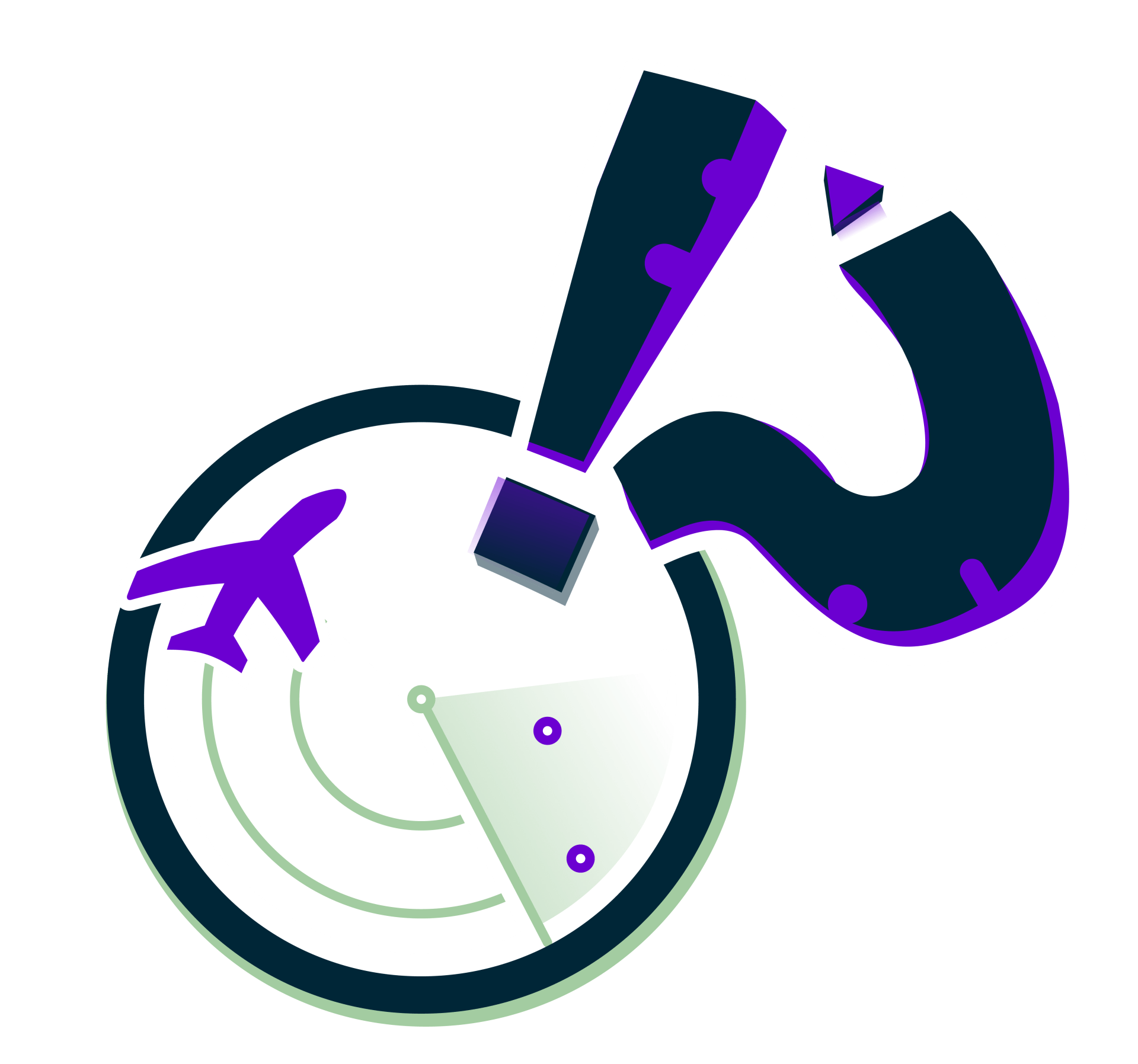 Confronting Unknowns CU26 logo: a radar scope with a purple aircraft and interrobang punctuation